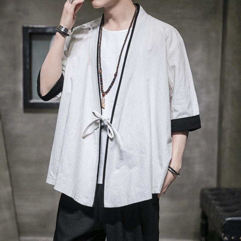 Kimono blanco de calle para hombre