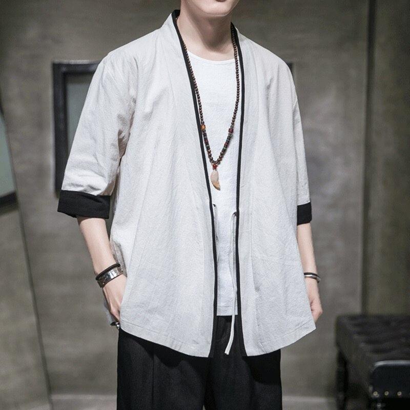 Kimono blanco de calle para hombre